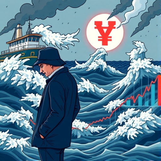 全球金融風暴下日圓的避險概念插圖