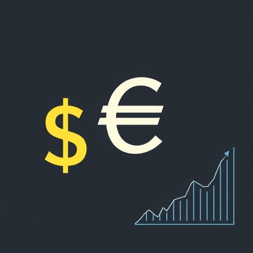 歐元符號在黑色背景上上升的圖像