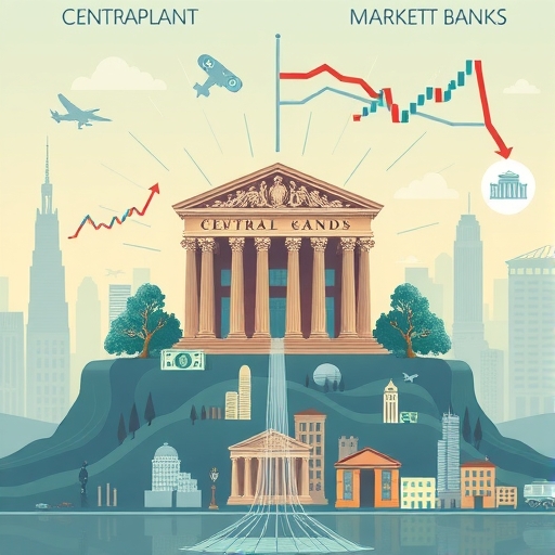 顯示貨幣政策對經濟資金進出的影響的概念圖