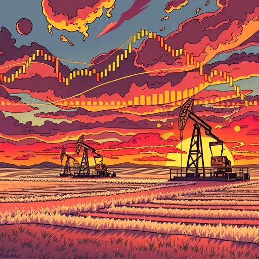 市場混亂中油價圖表與經濟符號的插圖