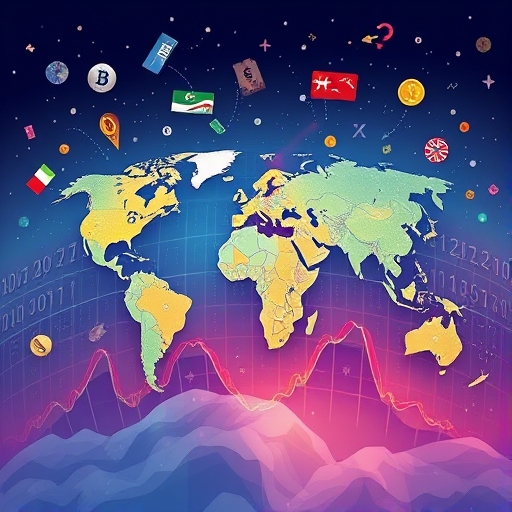 一幅插圖，展示影響外匯市場的經濟數據可視化