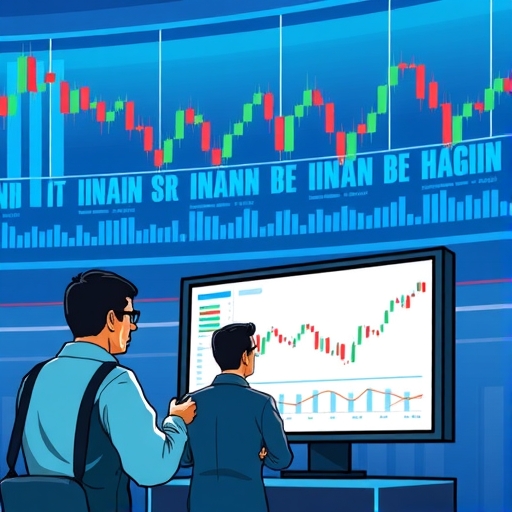 一個財務市場中有動態圖表與圖形