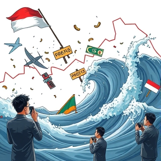 印尼盾在全球經濟浪潮中掙扎的插圖