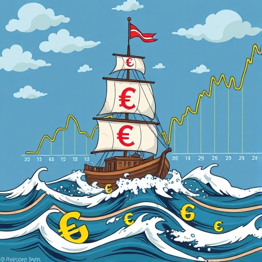 一個顯示貨幣趨勢的圖表，同時描繪全球貿易緊張局勢