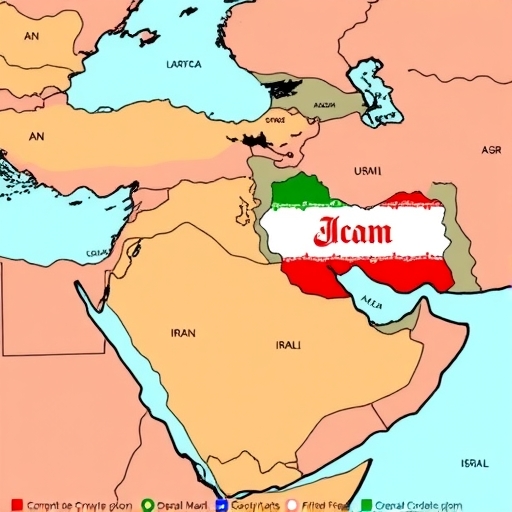 以色列與伊朗之間的緊張關係示意圖