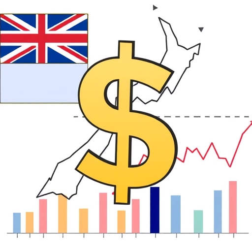 顯示紐元貨幣符號與經濟圖表的插圖