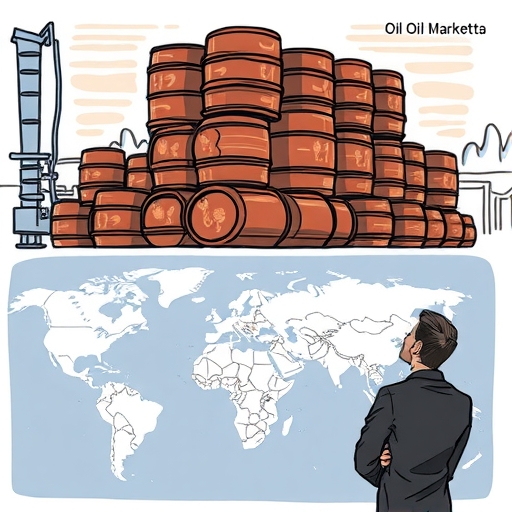 亞洲市場中堆疊的原油桶