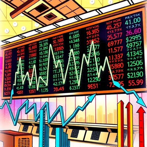 道瓊指數歷史變化的藝術插圖