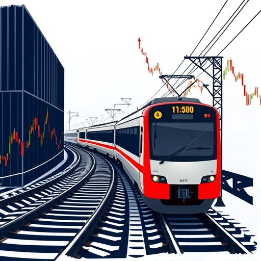 火車在市場軌道上行駛的動態示意圖