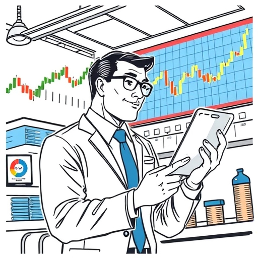 一位交易員正在使用數位設備進行交易