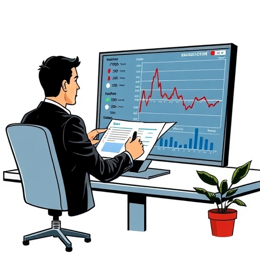 一名金融分析師正在審查數據圖表
