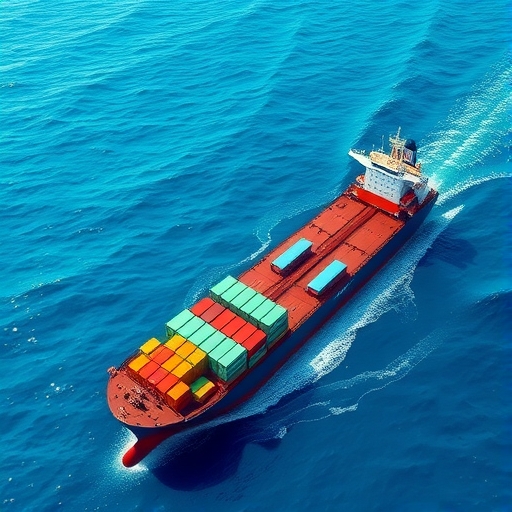 全球貿易運輸路線包含航運圖示,呈現科技進步與環保理念