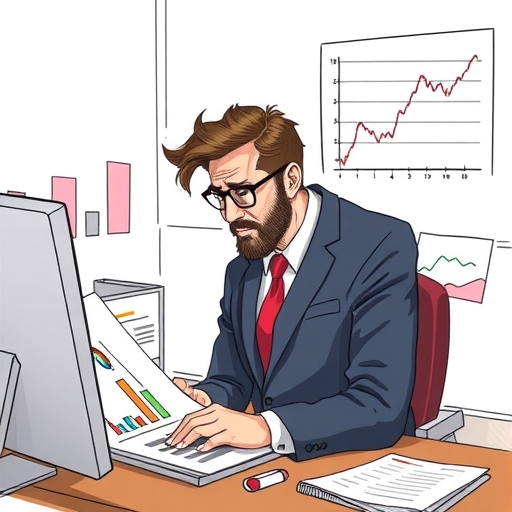 一位金融分析師正在檢視圖表