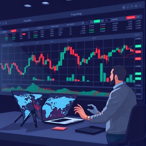 投資者分析波動市場圖表