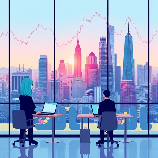 投資者在現代辦公室中分析數據