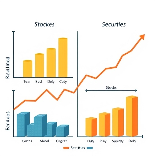 金融圖表比較股票和證券