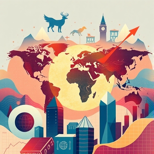 全球經濟趨勢與變化的抽象表現