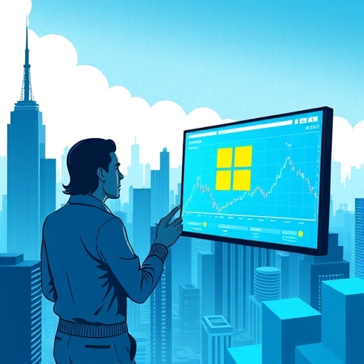 一個未來城市景觀,象徵人工智慧與金融的結合