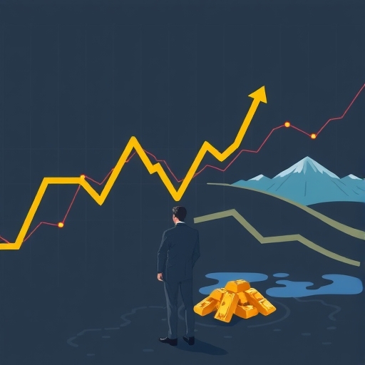 一幅顯示黃金價格上漲的財務圖表