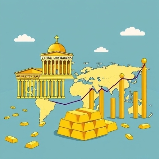 全球央行持有黃金條的插圖圖像