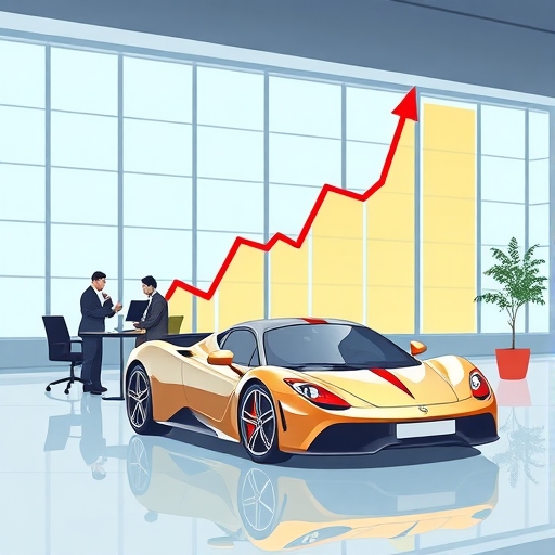 象徵高價股票的豪華跑車插圖