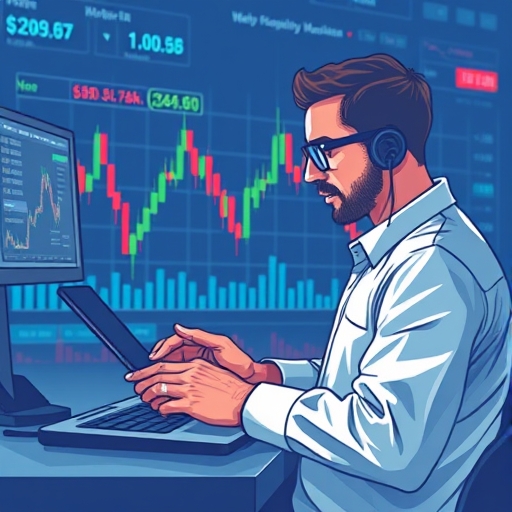 一位男子正在街頭交易股票