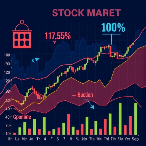 象徵經濟下行的股票市場圖