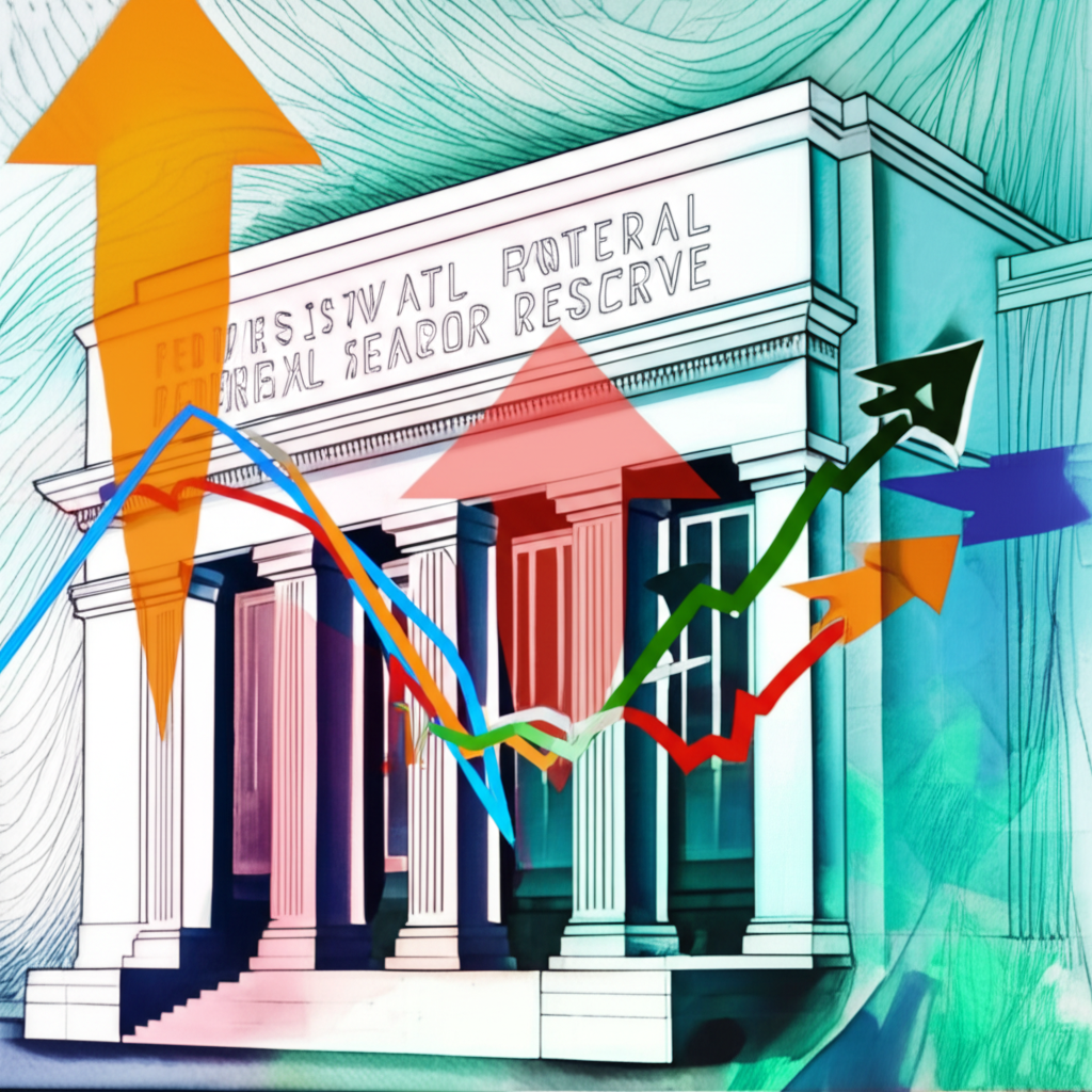 比特幣與以太幣的數位圖標，背景為虛擬貨幣市場的趨勢線