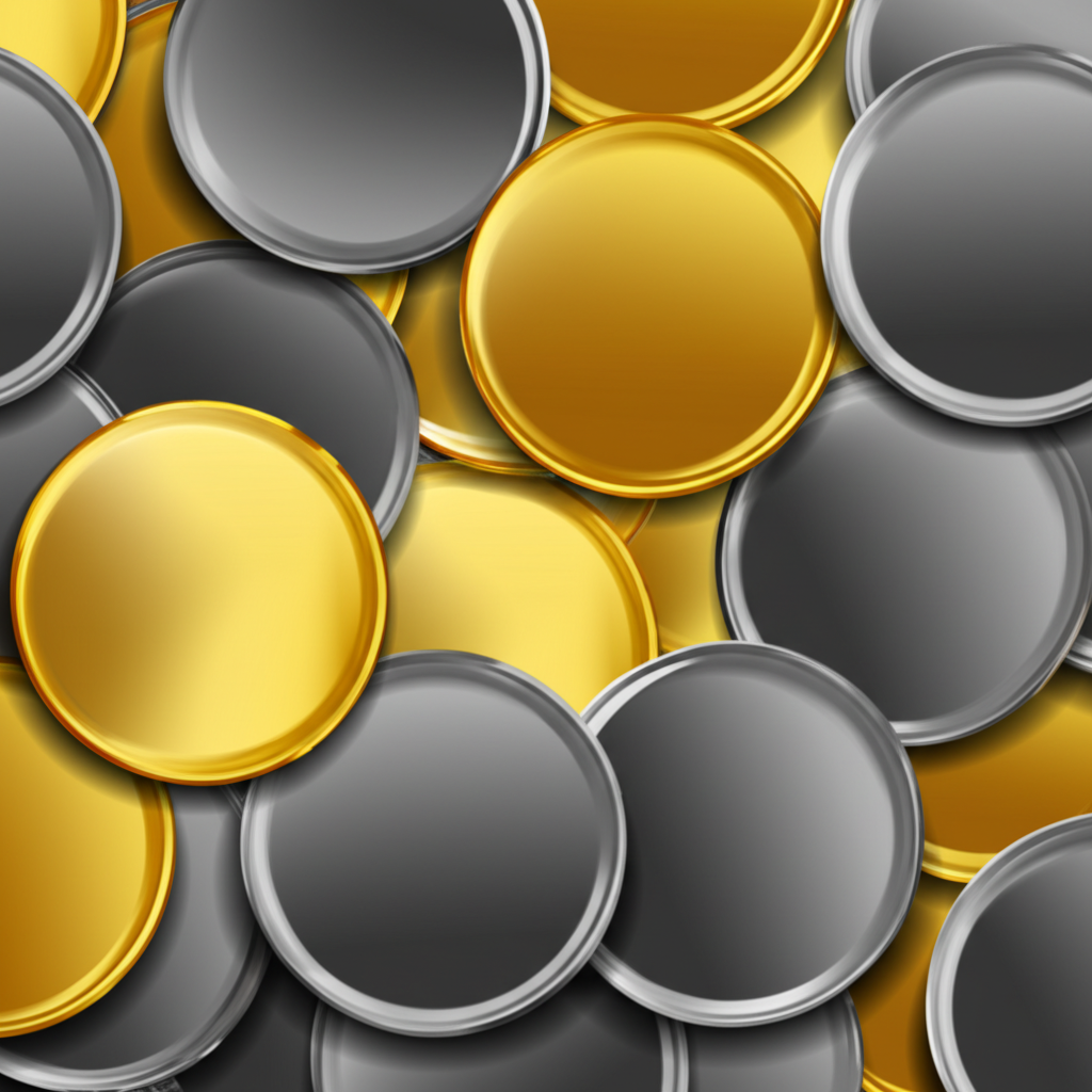 堆疊整齊的金條和銀條,背景為模糊的全球經濟圖表和股市行情,象徵市場波動中的財富與穩定。