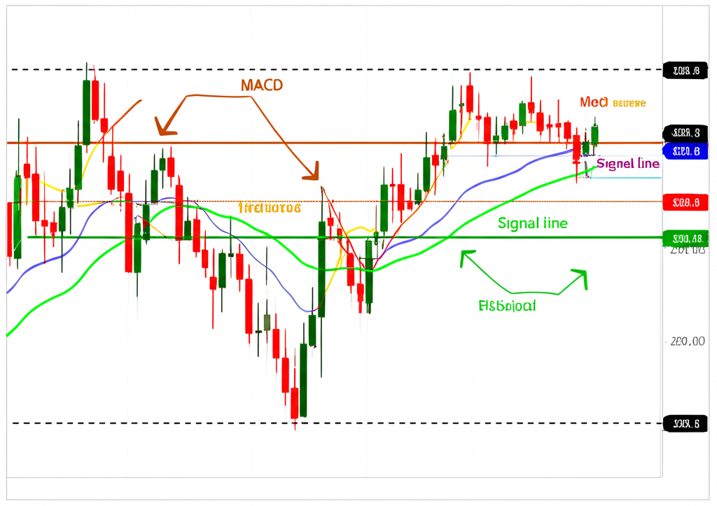 一張股票圖表，清楚標示MACD指標形成黃金交叉的買進訊號。