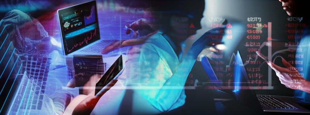 一個數位交易螢幕上顯示的停損指令機制示意圖，股價下跌觸發預設停損價後自動執行賣出。