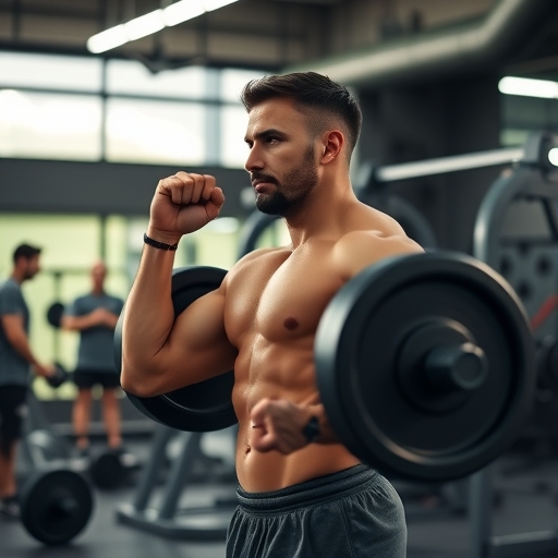 一位人士正在健身房舉重