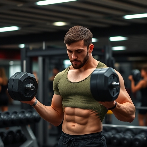 一位人士正在健身房舉重