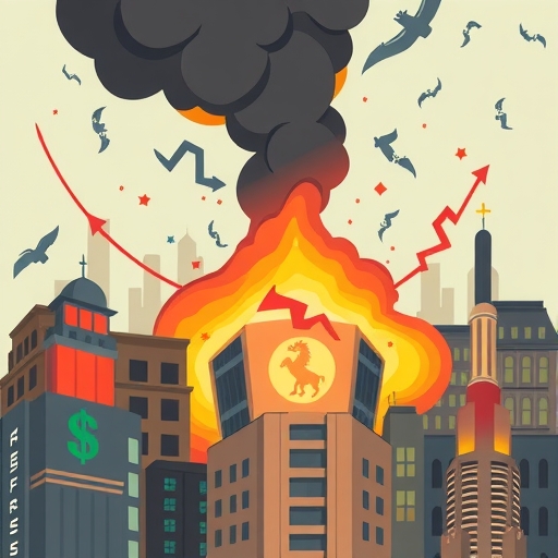 表現股市大幅下跌,投資者面臨困境的圖示,紅線表示股價下挫。