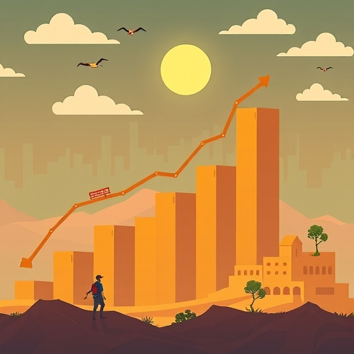 經濟成長的插圖，代表科技創新