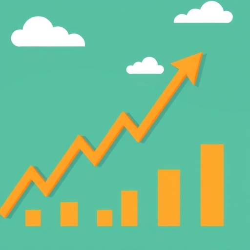 象徵市場波動的數據圖表與向上箭頭。