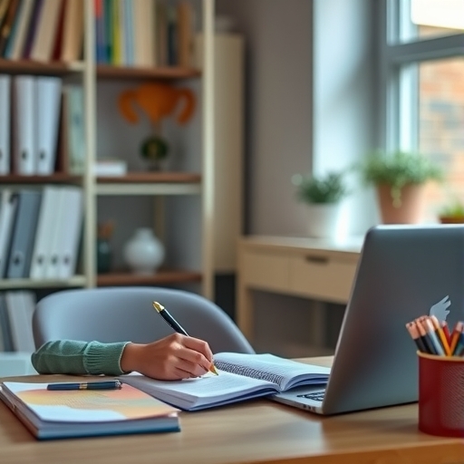 一位學生在書桌前專注學習