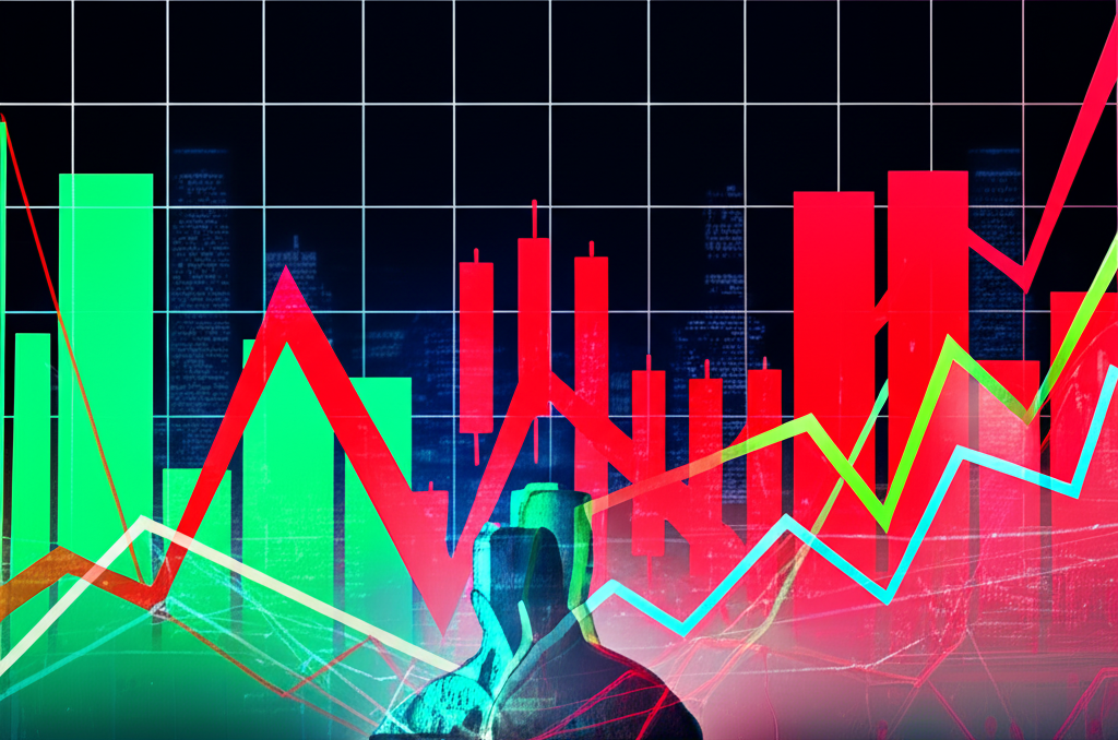 一位投資者正在分析股票市場數據,顯示金融圖表與成本計算。