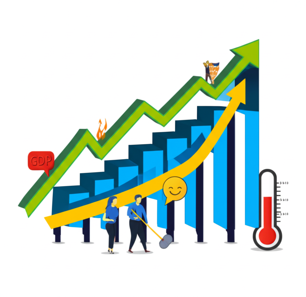 顯示全球經濟數據圖表的螢幕