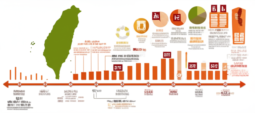 台灣股市的動態數位插圖，背景可見台北101，前景有向上趨勢的圖表。