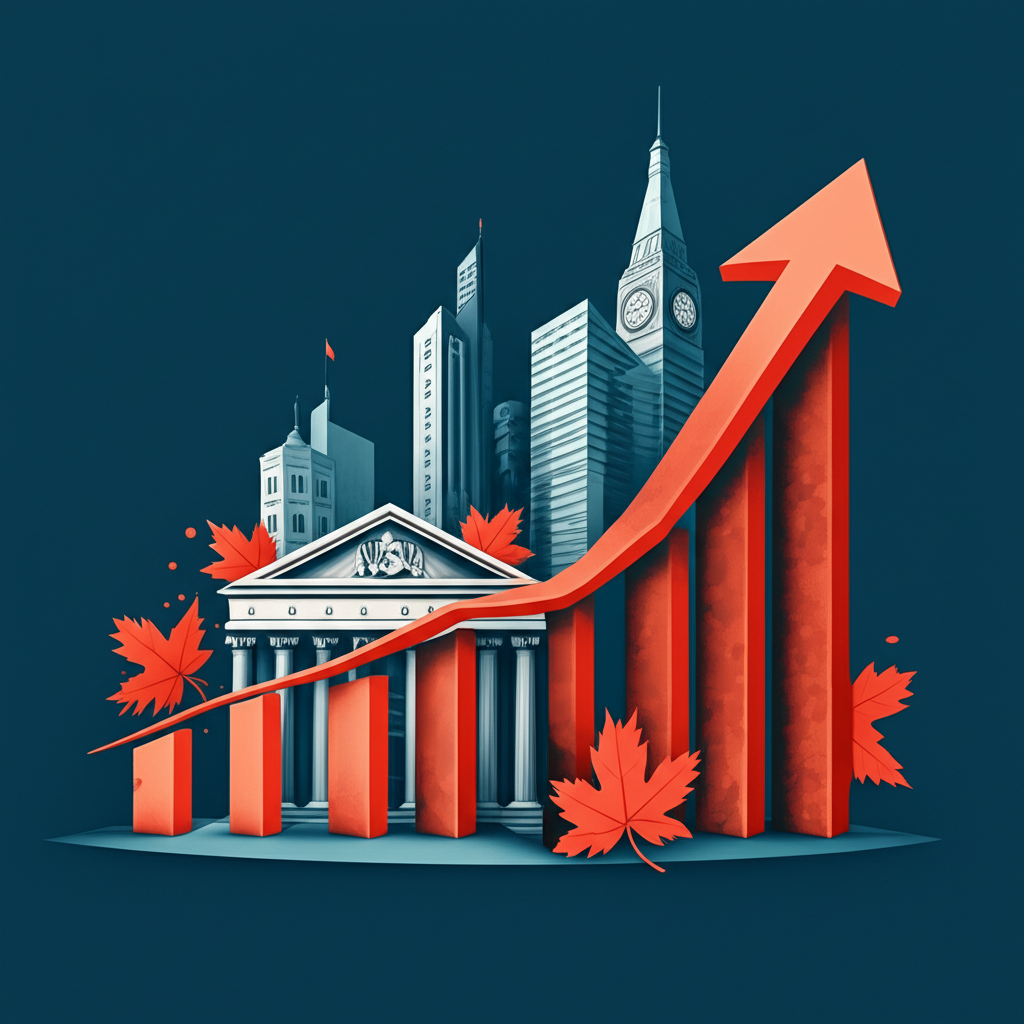 顯示加拿大銀行盈利成長與股價走勢的圖表