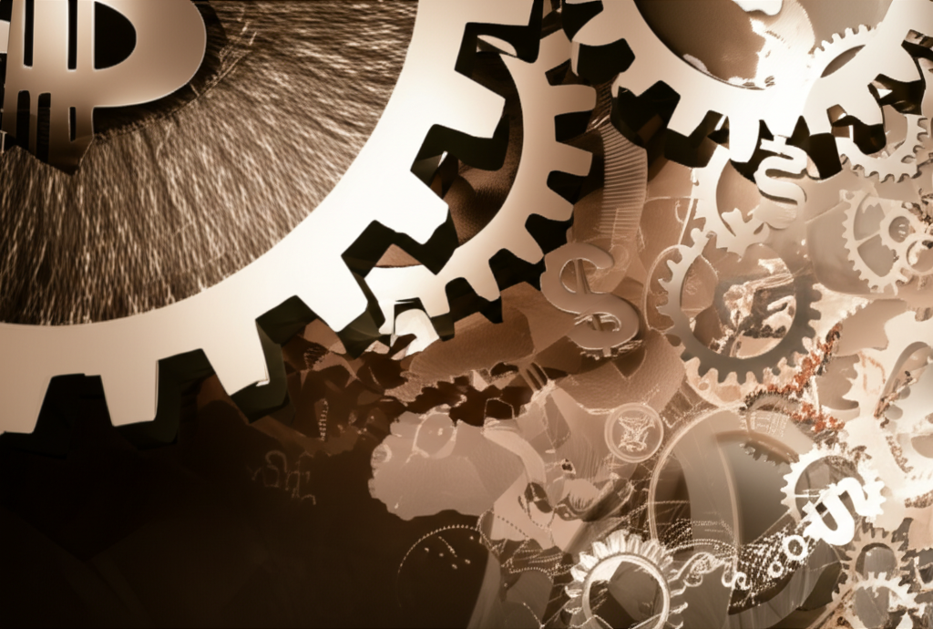 全球地圖與金融數據圖示疊加，展示各國經濟的聯動性及貨幣政策的國際影響。