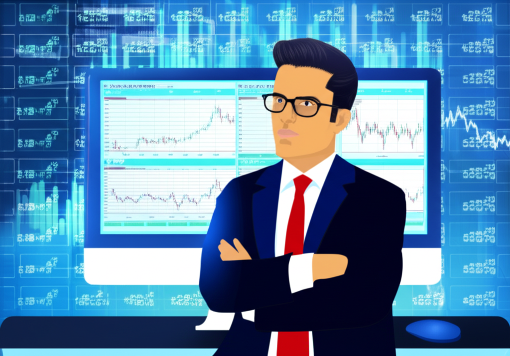 專業交易者在電腦螢幕上管理多個貨幣圖表,展示MetaTrader 4在外匯和差價合約交易中的應用