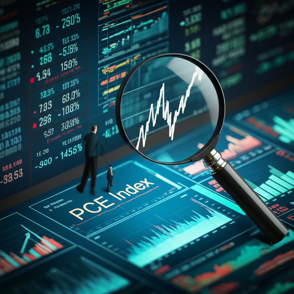 Financial market dashboard with charts focusing on PCE index and investor analysis