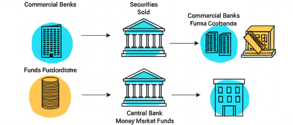 中央銀行透過逆回購向金融機構出售證券吸收流動性的插圖
