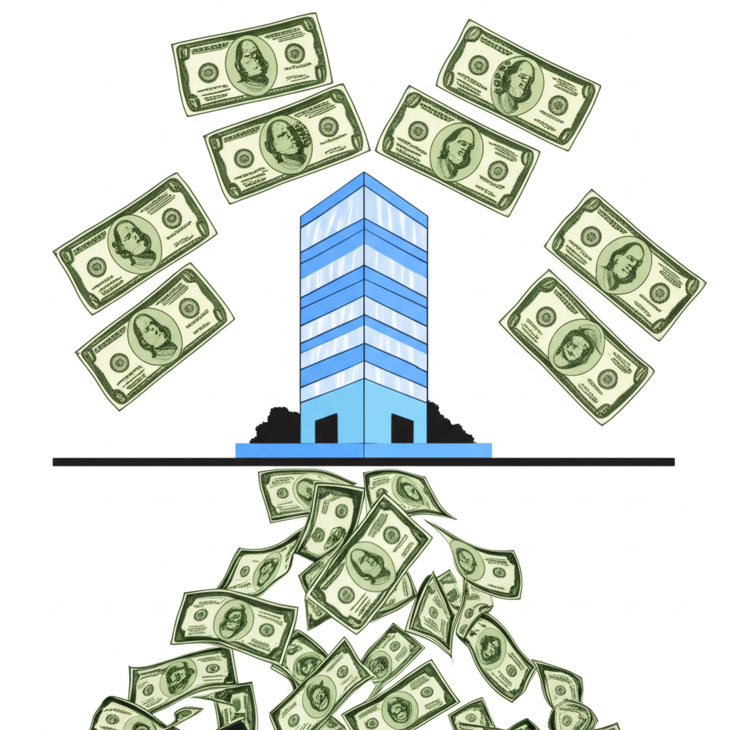公司建築基礎注入現金同時發行新股給股東的盈餘配股轉換圖