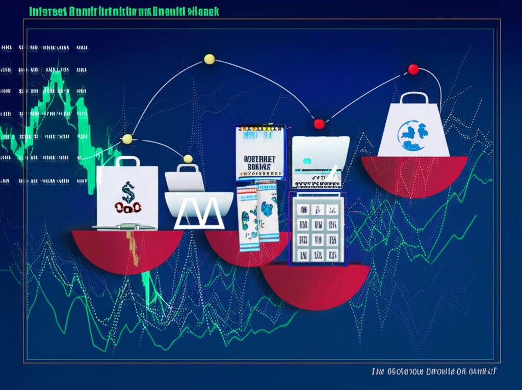 金融市場中債券與利率互動的插圖，展現如蝴蝶效應般的資金流動與投資組合平衡