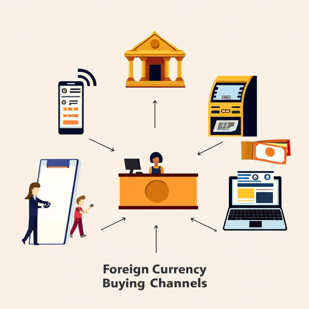 台灣外幣購買管道插圖：銀行櫃檯行動App ATM 電匯與線上平台
