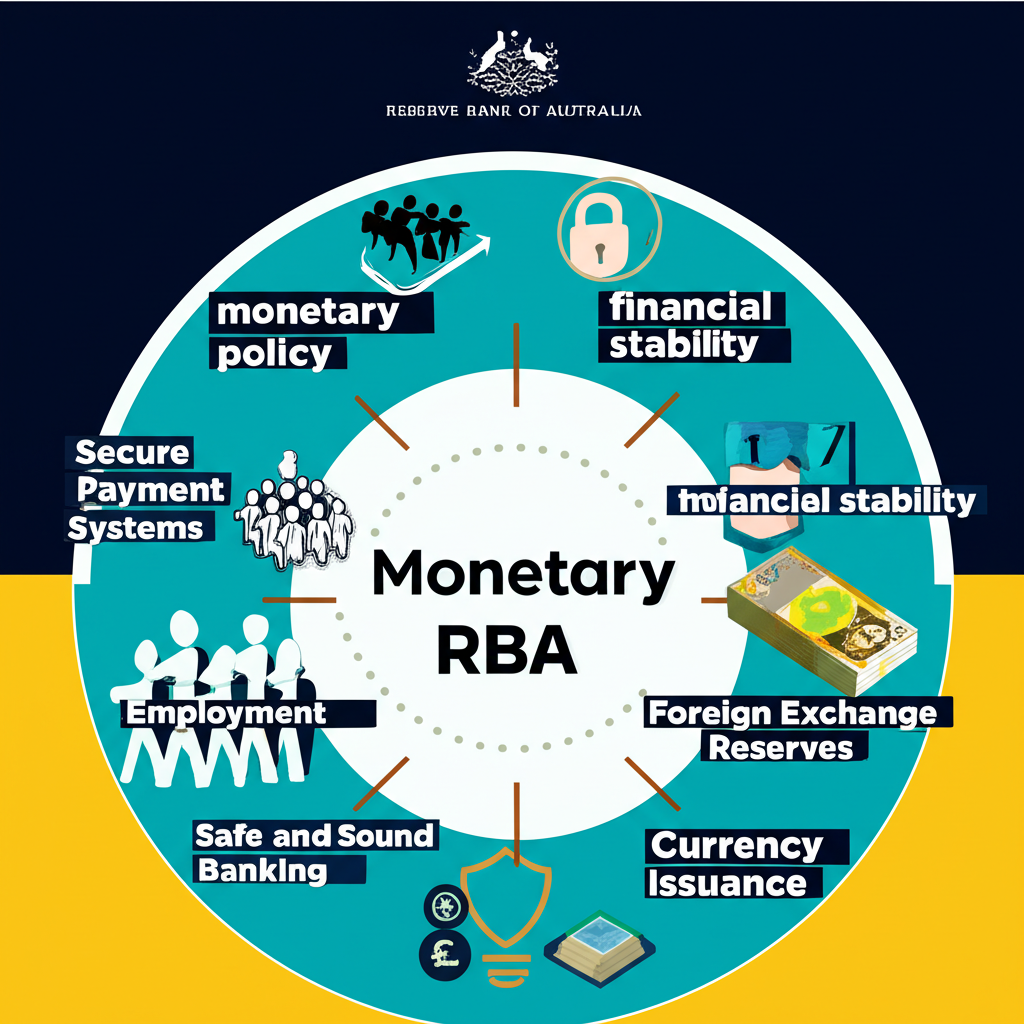 Illustration of RBA core functions and cash rate impact on economy