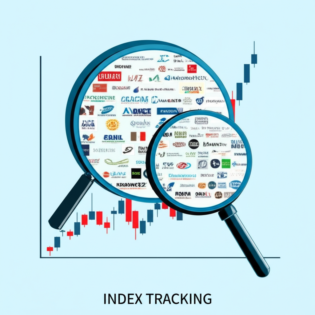 VTI 和 VOO 追蹤指數比較，放大鏡聚焦廣泛公司與大型股精華